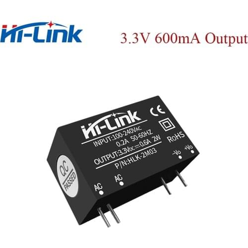 Free Ship 2pcs/lot 220V to 3.3V 600mA HLK-2M03 ac dc converter pcb module Hi-Link Manufacturer