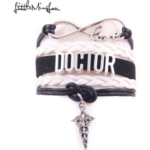 Little MingLou Infinity love Doctor bracelet medical Snake Mace charm men bracelets & bangles for women jewelry drop shipping