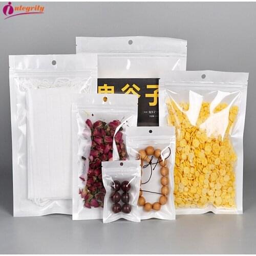 INTEGRITY 1000ps/lot 22*30cm Clear+white Self Seal Zipper Plastic Retail Packaging Storage Bag Zip Lock plastic Bag W/ Hang Hole