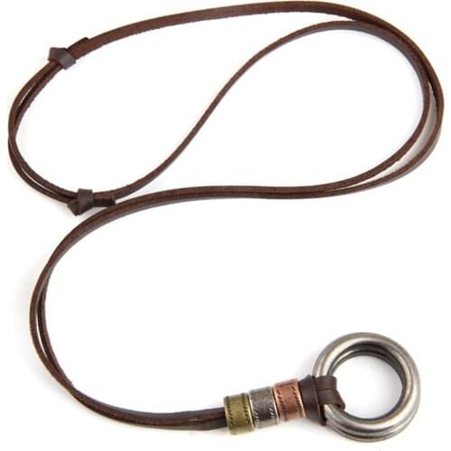 NEW Fashion Key Vintage Ethnic Long Sweater Chain Cross Genuine Leather Women Pendant Necklaces Men Jewelry Accessories