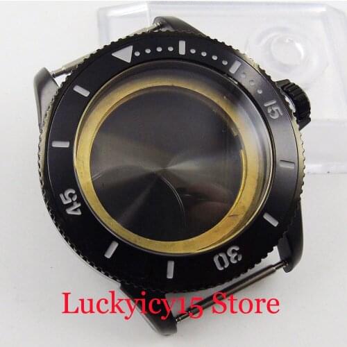 BLIGER 43mm PVD Watch Case With Bezel Fit for MIYOTA 82 Series Automatic Movement