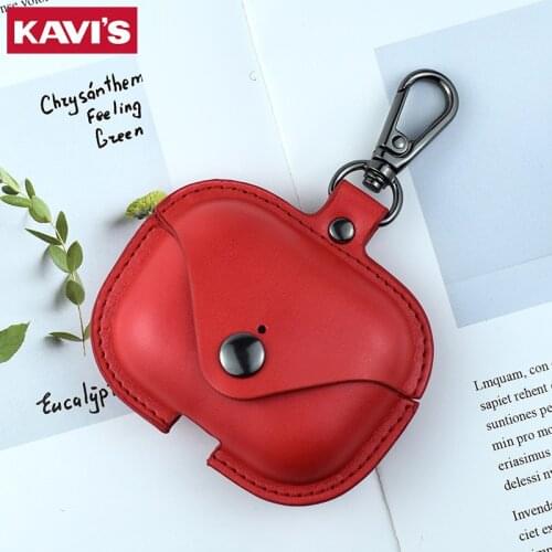 KAVIS Luxury Soft For Apple Airpods Case Accessories Luxury Leather Case For AirPods 2 pro Earphone Red Cover With Keychain Hook