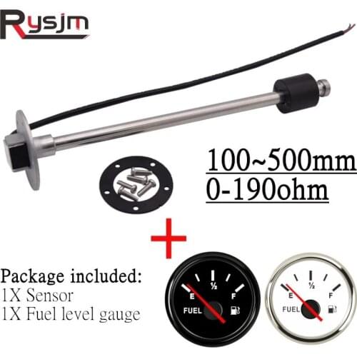 Fuel sensor 100/125/200/225/275mm 0-190ohm Marine Digital Fuel Gauge with sensor Fit Car Truck Boat Yacht Fuel Sender Unit 9-32V
