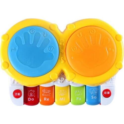 Hot Sale Light-Up Music Drum Electronic Multifunctional Hand Drum Keyboard Baby Learning Musical Toys For Kids