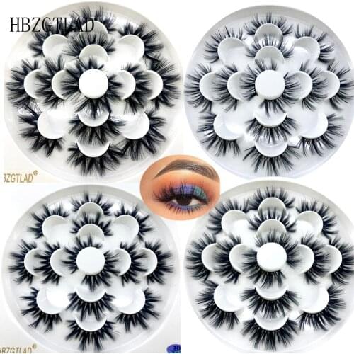 HBZGTLAD 4/7pairs 15-25mm long 3D Mink Lashes Natural Long False Eyelashes Dramatic Volume Fake Lashes Makeup Extension Eyelashe