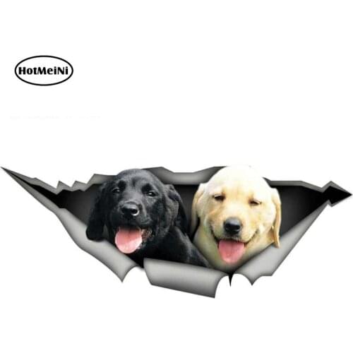 HotMeiNi 13cm x 7cm Labrador Dog Car Sticker Torn Metal Decal Waterproof 3D Car Decals Reflective Stickers