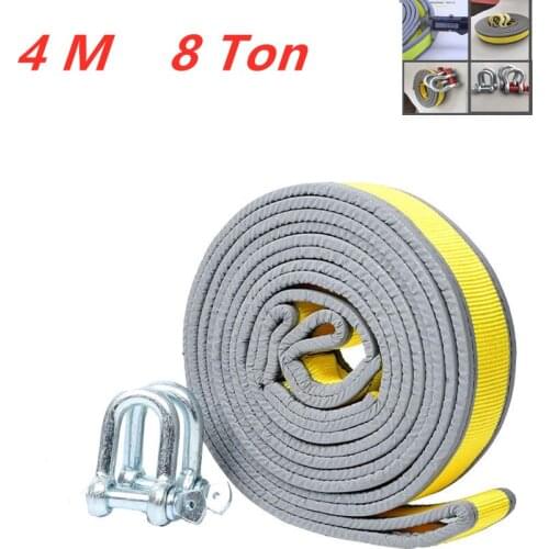 4M Heavy Duty 8 Ton Car Tow Cable Towing Pull Rope Strap Hooks Van Road Recovery