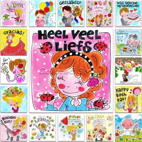 New 5D Full Square Diamond painting embroidery Cross stitch Cartoon Blond Amsterdam Comic girl baby 3D Round Drawing mosaic BA03