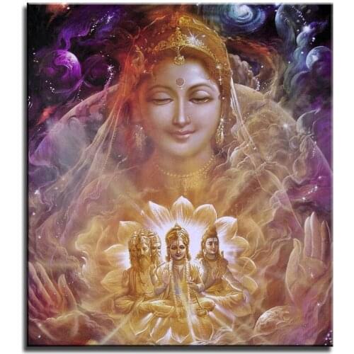 Ancient Indian holy temple worship gods Hindu deities painting Home decor simulation oil painting on the canvas print 2019042004