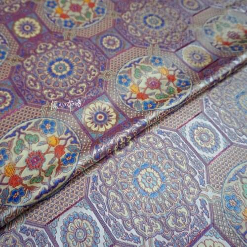 Chinese Classics Brocade jacquard Satin lilac Plum blossom silk fabric Satin de soie Satén шелк hanfu cloth DIY patchworkbag
