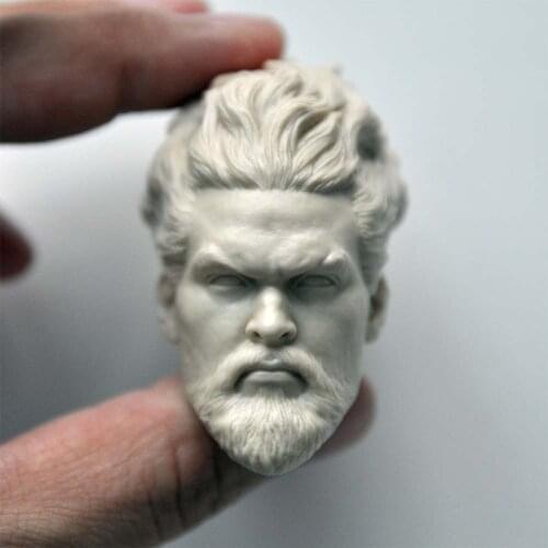 1/6 Collectible Figure Accessory Un-painted White Head Sculpt Carved Neptune Head Sculpture Model for 12'' Male Body