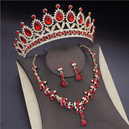 Luxury Fashion Jewelry Sets for Women Bridal Tiaras and Crowns Necklaces Earrings Set Gorgeous Crystal Wedding Necklace Sets