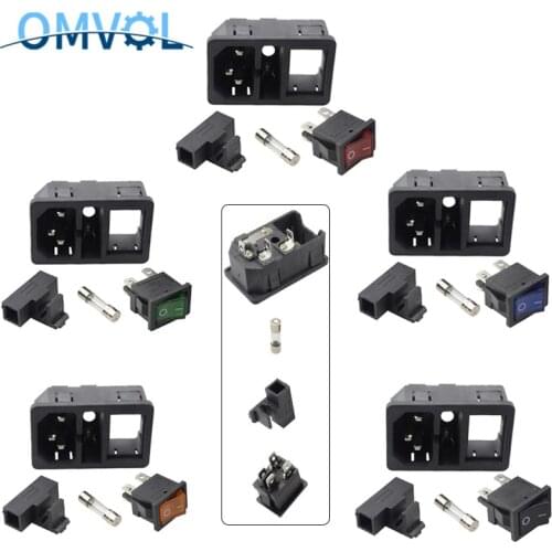 Red Green Yellow Blue Light Power Rocker Switch Fused IEC 320 C14 Inlet Power Socket 10A Fuse Switch Connector Plug