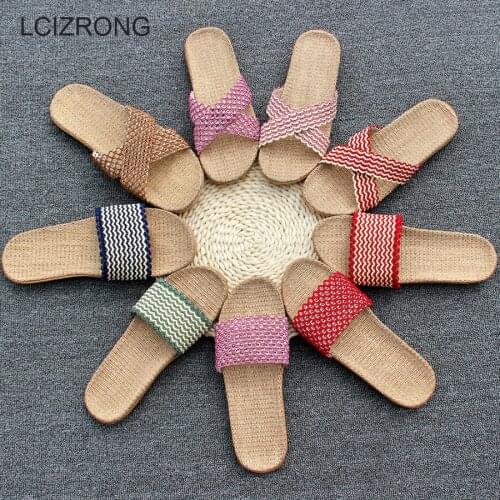 LCIZRONG 15 Colors Lover Flax Women Slippers 35-45 Big Size Summer Home Slippers Fashion Non-slip Unisex Slippers Female Shoes