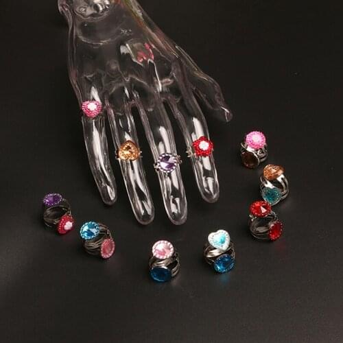 Random 10pcs/lot Cute Child Finger Rings Love Heart Flower Kids Sweet Jewelry Accessories Princess Girls Child Gifts Kawaii Ring