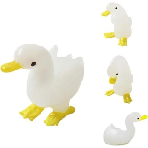 Goose Model High Simulation Desktop Decoration Glass Artificial Mini Swan Ornaments for Gifts