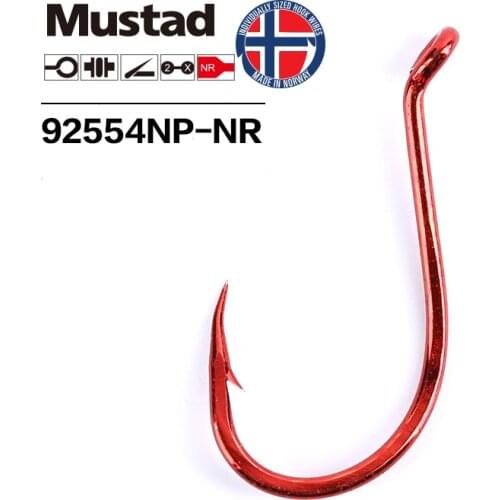 Mustad Big Red 2X SUICIDE High Carbon Steel Ultrapoint Triangle Point Offset Fishing Hook,6#-8/0#,92554NP-NR