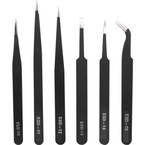 6 Pcs/ 10 Pcs Fine-Tip Tweezers Broad-Tip Tool Anti Static Tweezers Set for Hand-Sewn Projects for Precise Secure Handling