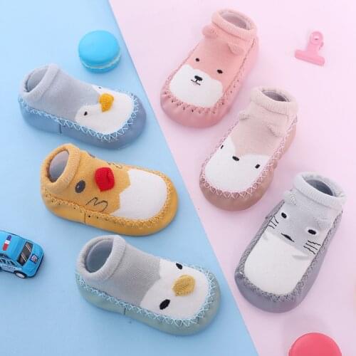 Baby Shoes Socks Children Infant Cartoon Socks Baby Gift Kids Indoor Floor Socks Leather Sole Non-Slip Thick Towel Socks