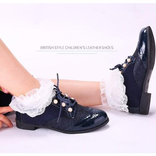 New Spring Children princess leather shoes PU 2 colors casual Kids England style girls rivet fashion brand shoes