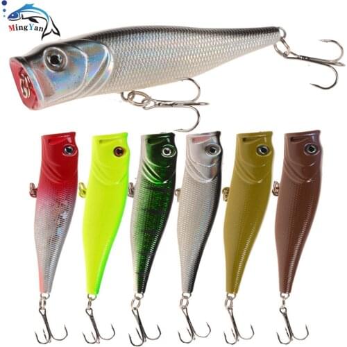1pcs Fishing Lures 8.5cm 13.4g Topwater Popper Bait 6 Color Hard Bait Artificial Wobblers Plastic Fishing Tackle with 6# Hooks