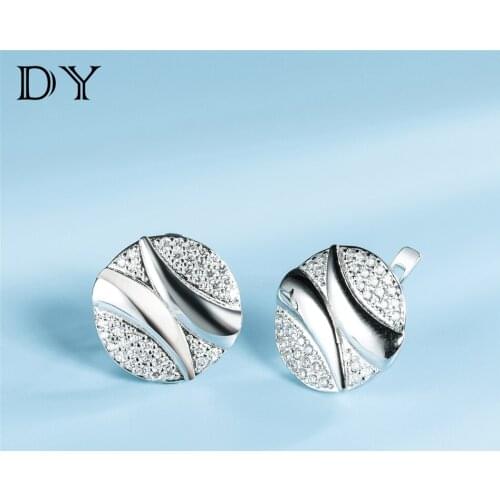 DY 925 Sterling Silver Earring Clear Cubic Zirconia Creative Delicate English Hoop Earring For Women Anniversary Fashion Jewelry