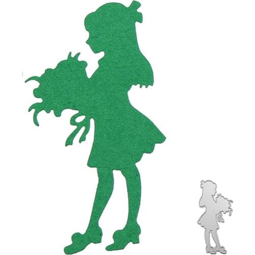Little Girl Holding Flowers Metal Cutting Die For DIY Embossing Paper Photo Album Gift Cards Making Scrapbooking Craft New Dies