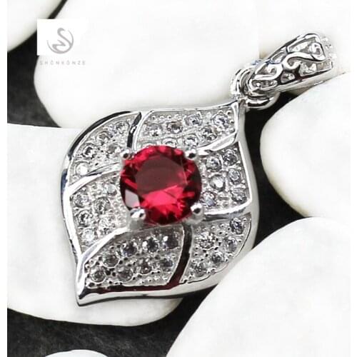 SHUNXUNZE Luxury jewellery christmas Wedding pendants for women best sell dropshipping Red Cubic Zirconia Rhodium Plated R3128