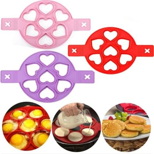 HMZCN Silicone Non Stick Fantastic Seven Holes Egg Pancake Maker Ring Kitchen Baking Omelet Moulds Flip Cooker Egg Ring Mold