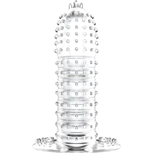 Silicone Crystal Penis Condoms Time Delay Rings Male Penis Extension Sleeves Reusable Cock Rings Adult Sex Toys for Men