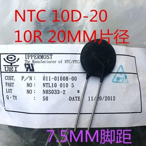 New and original 2PCS NTL10 010 UEI high power thermistor NTC 10D-20 10R 10A 20MMPiece of diameter foot7.5MM