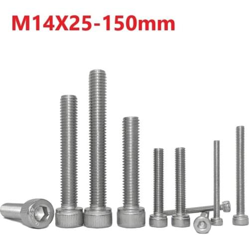 M14 Hex Socket Bolts 304Stainless Steel Extend Screws 14mm X 25 30 35 40 45 50 55 60 75 80 85 90 95 100 110 120 130 140 150mm