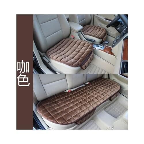 Car seat cushion all-inclusive velvet 3-piece set autumn and winter spring short plush slip-resistant set size S M L universal