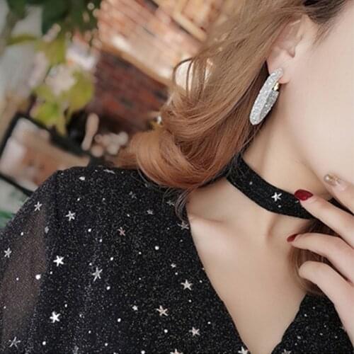 Women Personality Vintage Exaggerated Round Shaped Crystal Hoop Earrings Party Jewelry Accessories