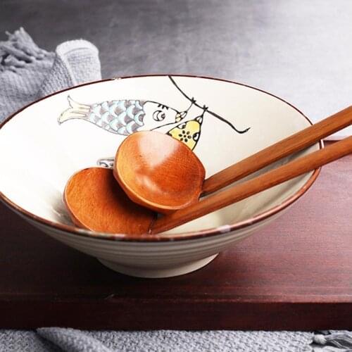 1pc Japanese Style Long-handled Large Soup Spoon Ramen Harmless And Spoon Wood Non-toxic Natural R2J7