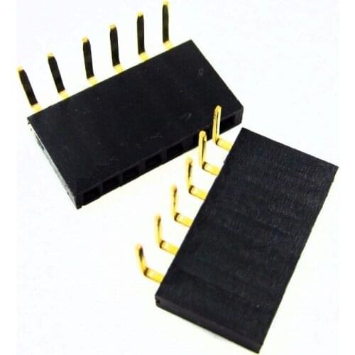 10PCS 2.54mm Pitch Header 1x6Pin Right Angle Female Single Row Socket Connector