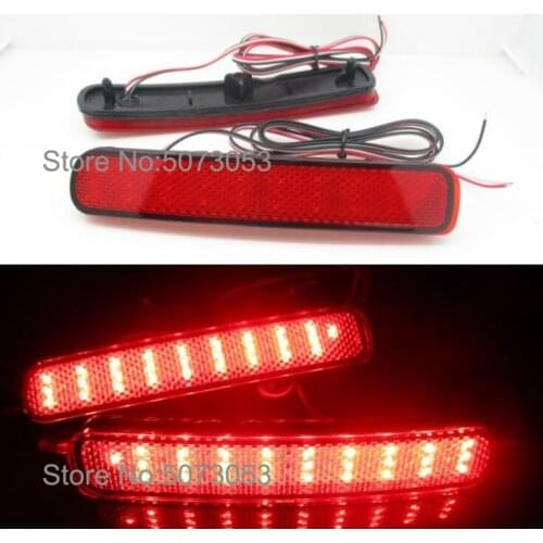 2PCS LED Rear bumper reflector light tail brake stop fog light lamp for Toyota Highlander 2011 2012 2013 Red Lens