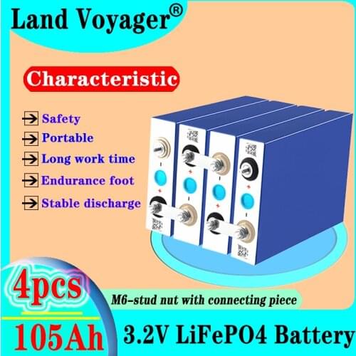 4pcs 3.2V 105Ah LiFePO4 battery pack Lithium iron phospha DIY 4S 12V 24V 300A Motorcycle Electric Car Solar Inverter batteries