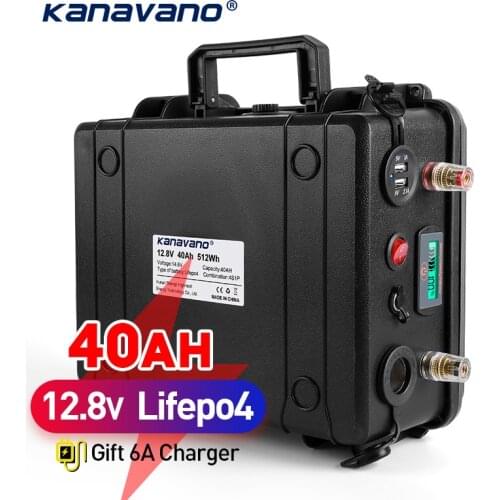 High quality Battery 12.8V 12V 40Ah Lifepo4 Battery Built-in BMS for Outdoor camping inverter Bright lights car+14.6v 6A charger