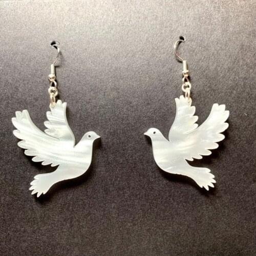 ZiccoWong Acrylic Dove of Peace Bird Long Dangle Earring For Women Lovely Swallow Animal Eardrop Fashion Jewelry Party Gift