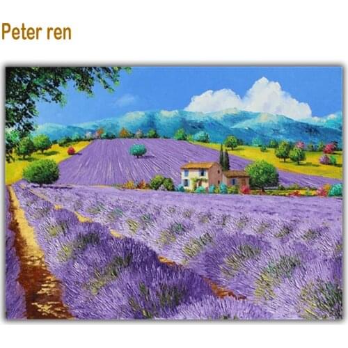 Peter ren Full Diamond Painting Cross Stitch Lavender pastoral scenery Wall Art Decor Diamond Mosaic Picture of Rhinestones