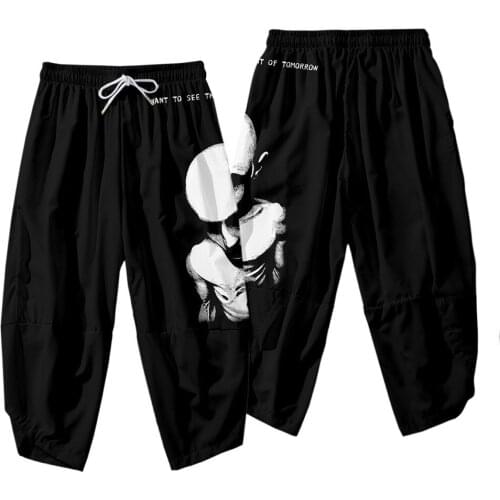 Men 2021 Harem Pants Fashion Pockets Jogger Trousers Harajuku Elastics Waist Black Print Streetwear