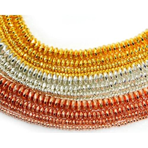 3/4/6/8mm Faceted Natural Stone Beads Rose Gold Hematite Beads Loose Spacer Beads For Necklace Jewelry Making DIY Bracelet