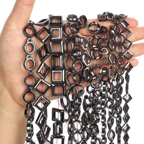 Natural Stone Beads Smooth Black Hematite black gallstone For Jewelry Making DIY Bracelet Accessories