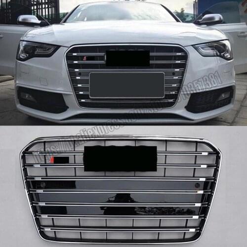 For audi a5 / s5 b8.5 2013 2014 2015 2016 For s5 style sport front hex mesh honeycomb Silver Blcak grill cover