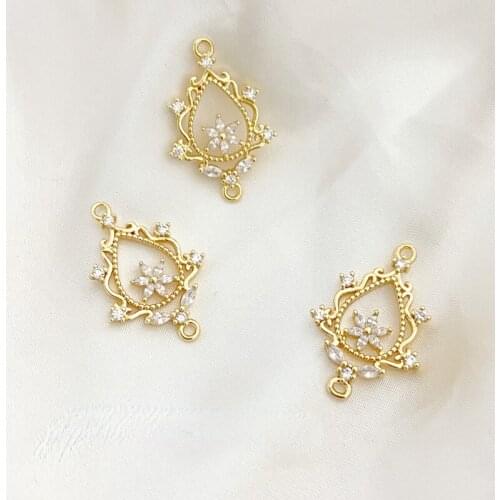 Bronze plated real gold fairy tale forest double hanging flower water drop garland DIY jewelry material