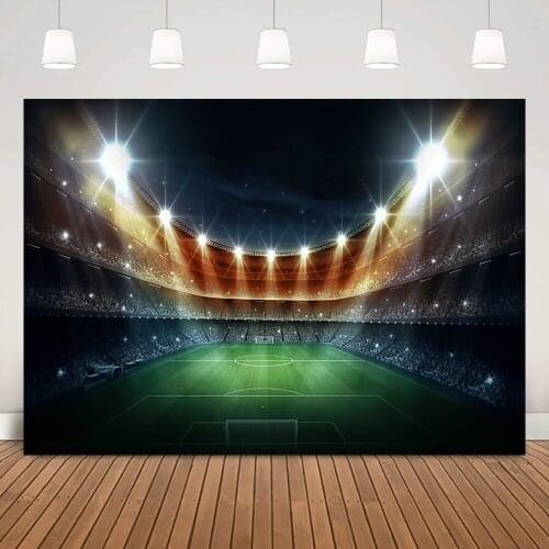 Football Field Background for Photography Newborn Athlete Birthday Art Backdrop Soccer Sports Stadium Photo Shoot Decorations