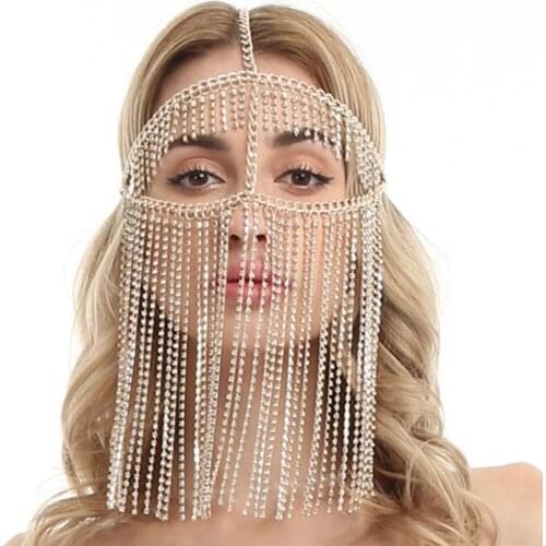 Glamorous woman Rhinestone tassel mask fashion shiny crystal mask nightclub Dance Party Halloween jewelry for her gift