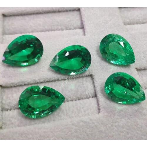 Sale 5A Pear Shape Water Drop Cut Lab Grown Hydrothermal Columbian Emerald Stones With Minor Cracks Inclusions Loose Gems