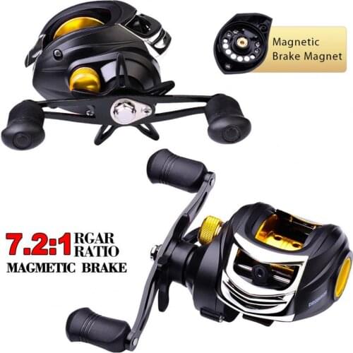 Baitcasting Reel Compact 7.2:1 Gear Ratio Metal Magnetic Brake System Casting Reel Fishing Coil